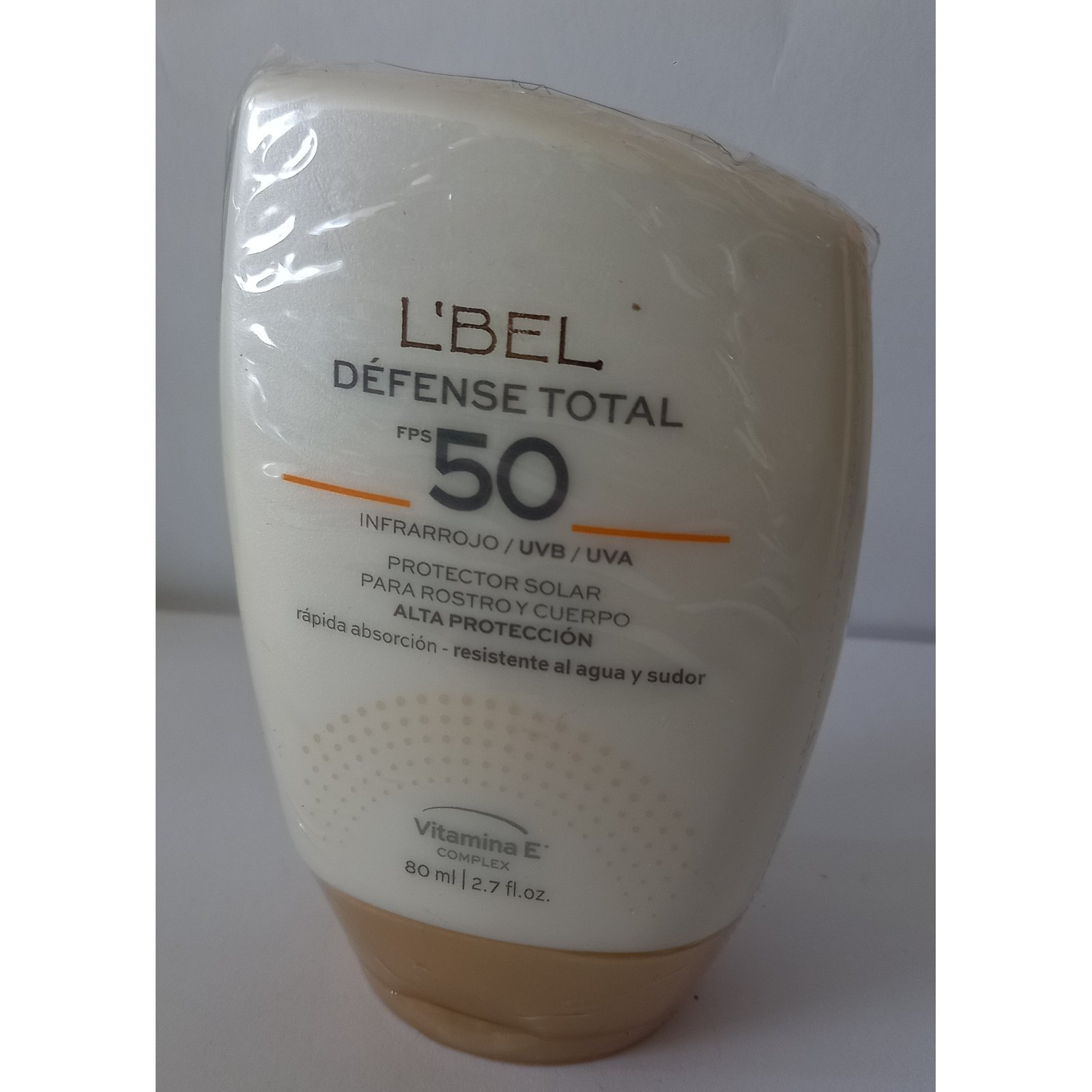 PROTECTOR SOLAR L'BEL FPS 50 - DEFENSE TOTAL RESISTENTE AGUA Y SUDOR - FRASCO X 80ML