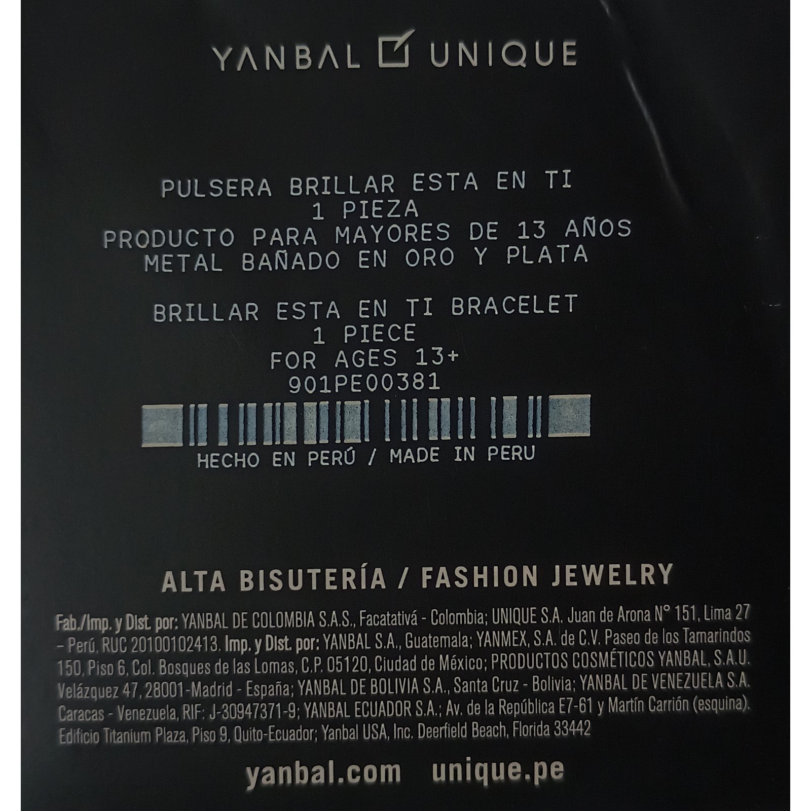 PULSERA UNIQUE - 1 PIEZA COLECCIÓN BRILLAR ESTÁ EN TI - METAL BAÑADO EN ORO Y PLATA