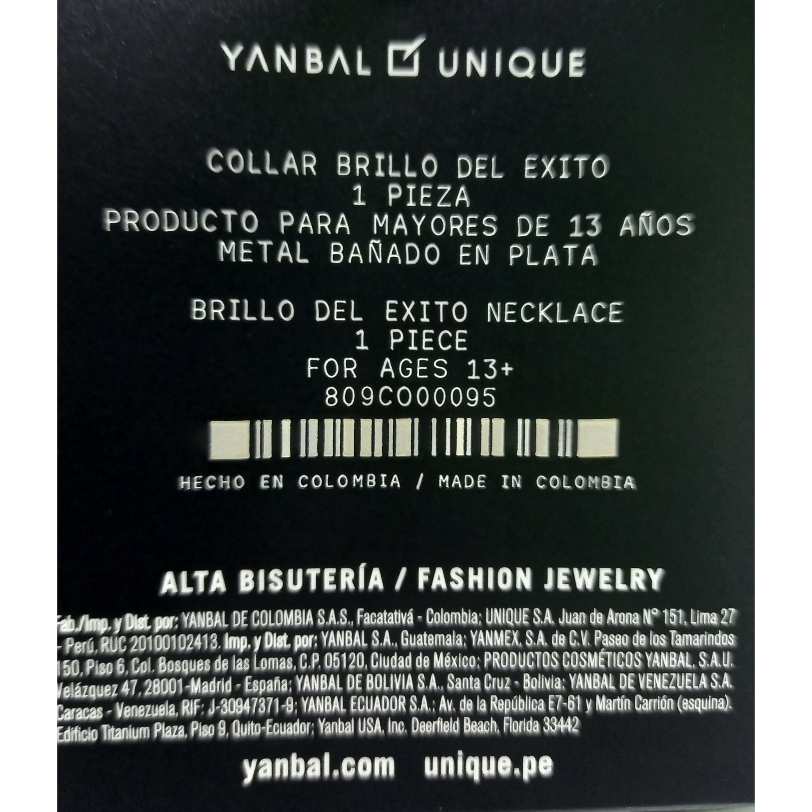 COLLAR UNIQUE - COLLAR BRILLO DEL ÉXITO METAL BAÑADO EN PLATA