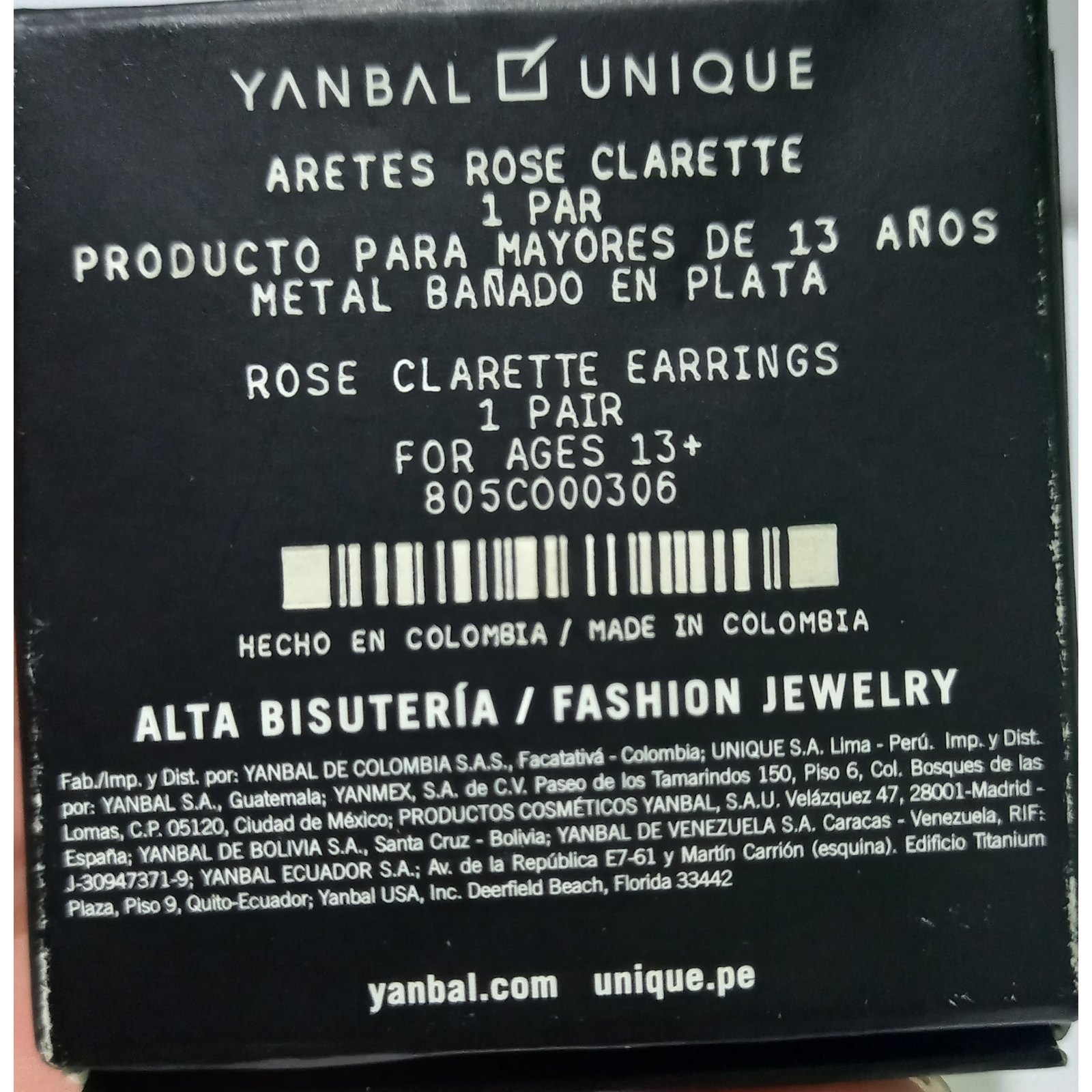 ARETES UNIQUE - 1 PAR DE ARETES COLECCIÓN ROSE CLARETTE METAL BAÑADO EN PLATA