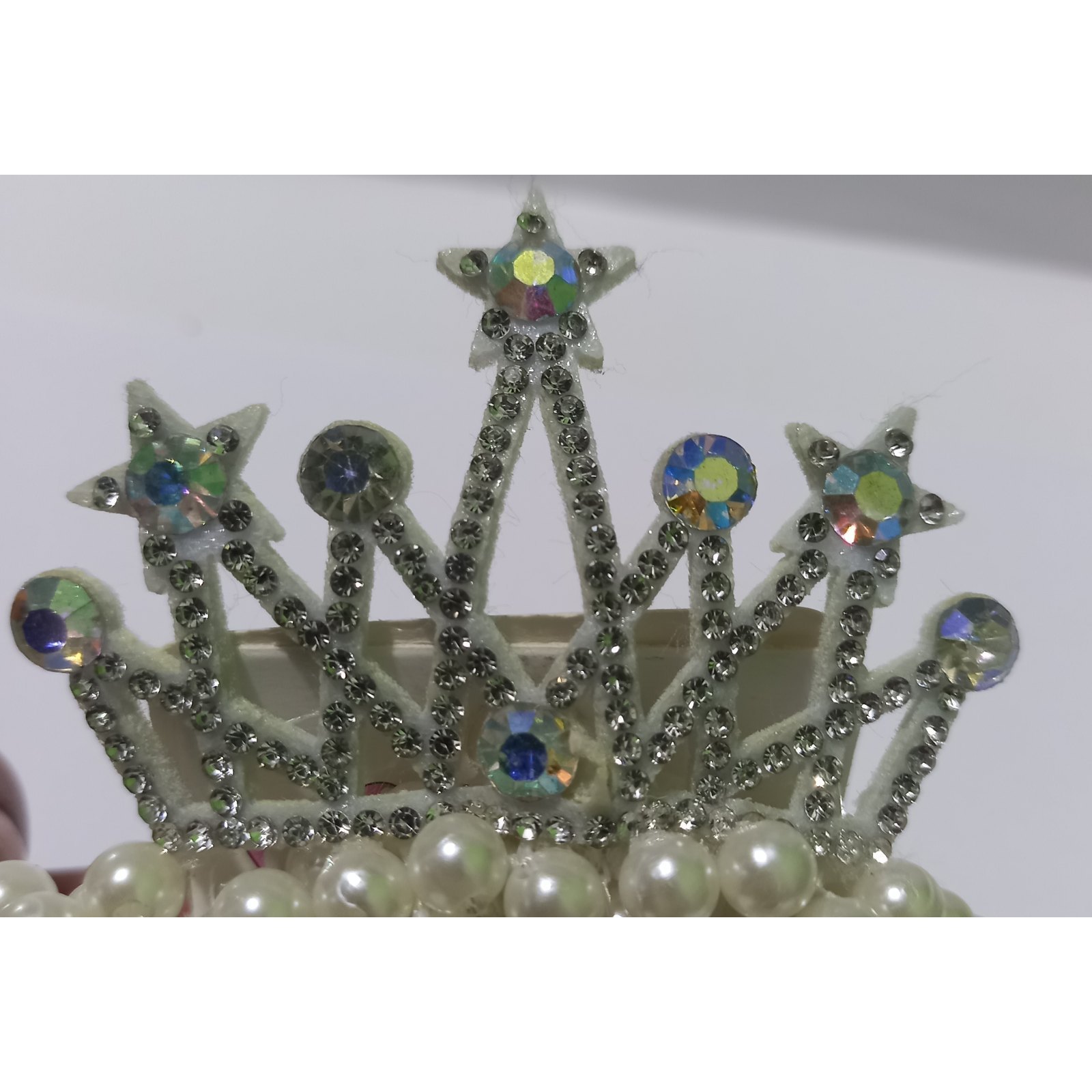 COLETERO ELÁSTICO DE PERLAS CORONA PRINCESA X UNIDAD