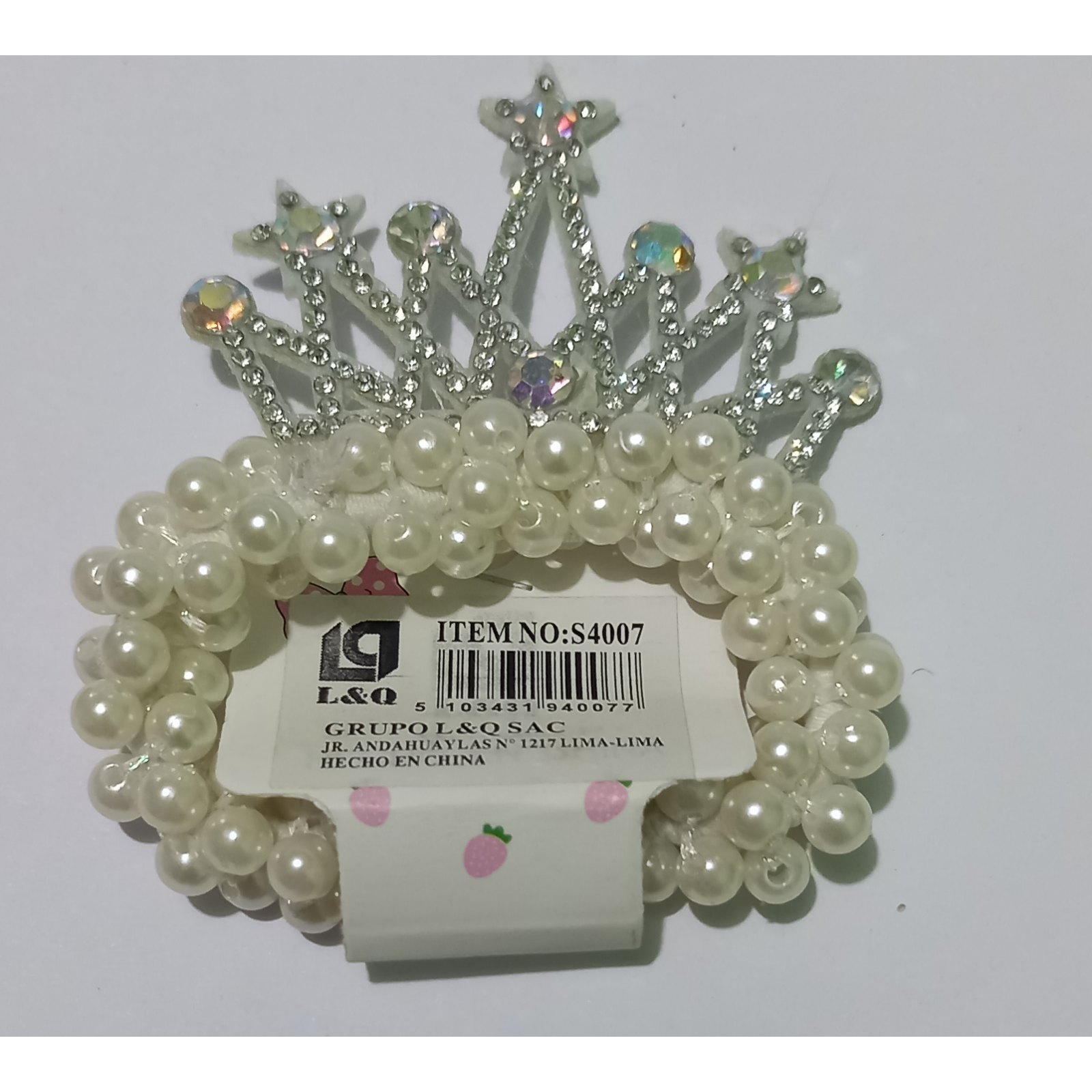 COLETERO ELÁSTICO DE PERLAS CORONA PRINCESA X UNIDAD