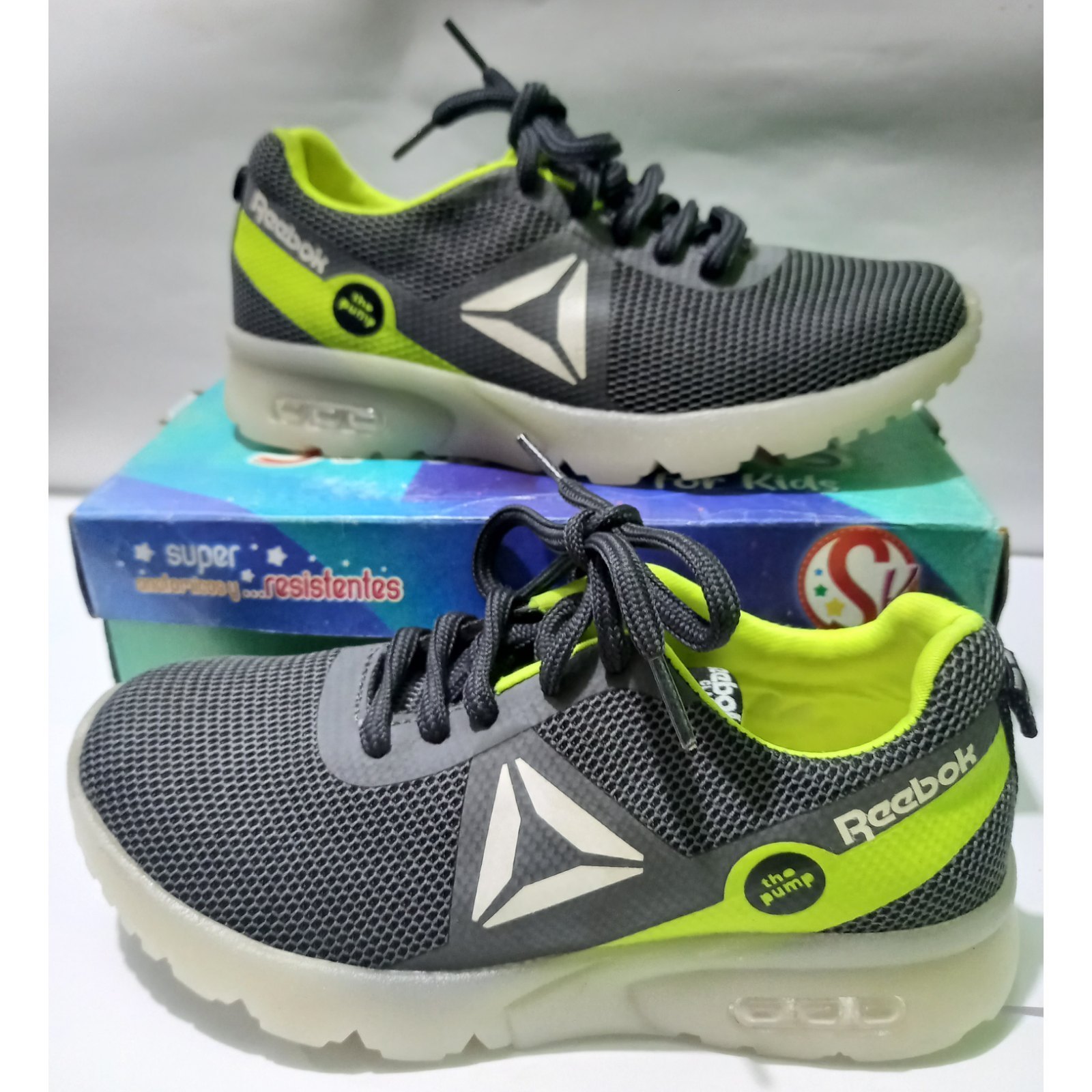 ZAPATILLA NIÑO TALLA 27 - COLOR VERDE/GRIS